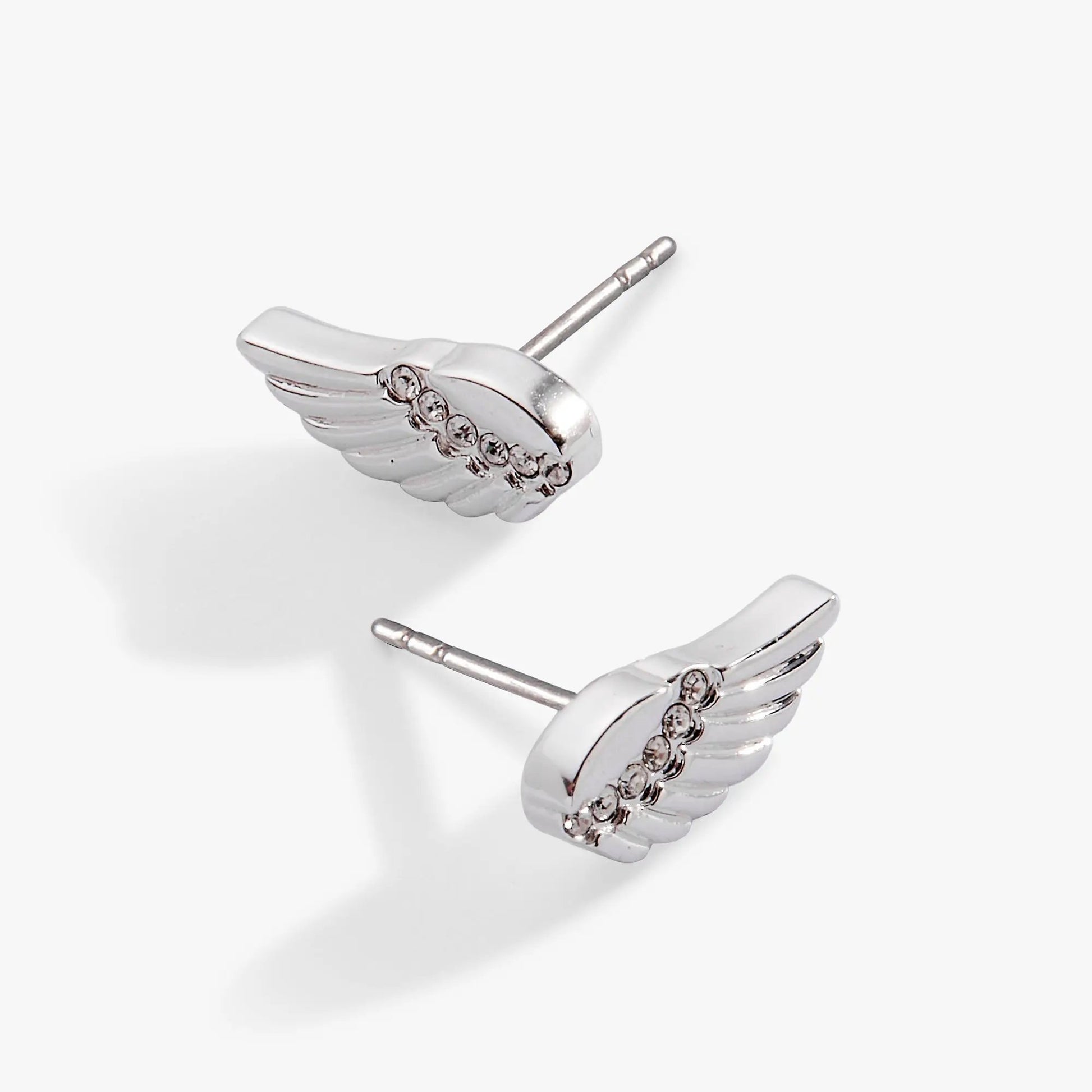 Faith Wing Stud Earrings silver-tone wing with crystal accents by ALEX AND ANI post-back on Tampa Home & Garden Store