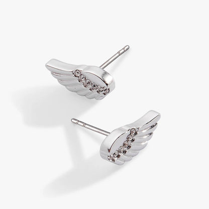Faith Wing Stud Earrings silver-tone wing with crystal accents by ALEX AND ANI post-back on Tampa Home & Garden Store