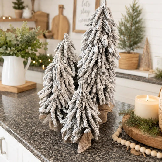 Snow Christmas Tree Decor for Neutral Farmhouse