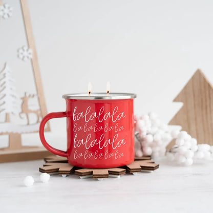 16oz Holiday Candle Mug in Red Metal Choose Scent