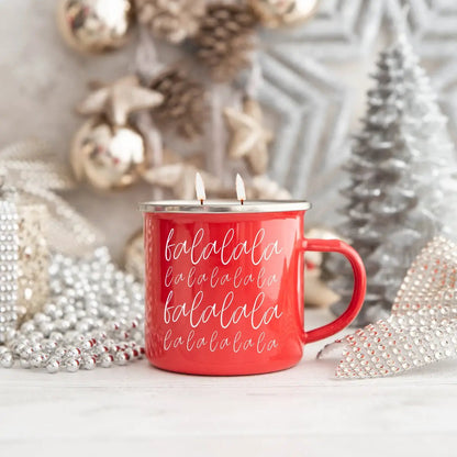 16oz Holiday Candle Mug in Red Metal Choose Scent