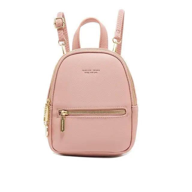 Stevvex pink mini soft-touch leather backpack with front zip pocket and top handle on Tampa Home & Garden Store
