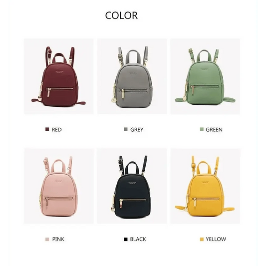 Stevvex mini soft touch leather backpack six color options red grey green pink black yellow on Tampa Home & Garden Store