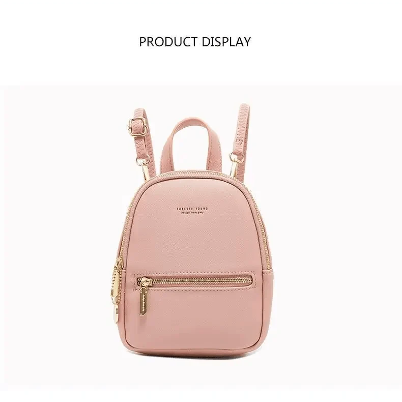 Stevvex mini pink soft-touch leather laptop backpack with front zip pocket and gold hardware on Tampa Home & Garden Store