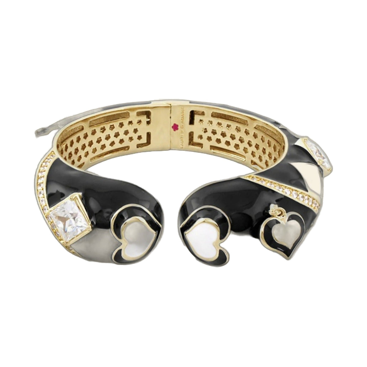 Fantasy Bangle pair by Lauren G Adams, black enamel with gold-tone trim and crystal accents on Tampa Home & Garden Store