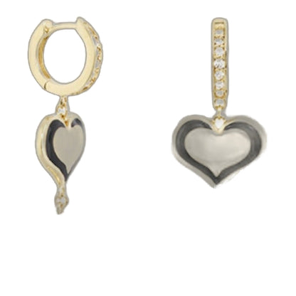 Fantasy Earrings drop by Lauren G Adams, gold-tone hoops with pavé stones and heart charm on Tampa Home & Garden Store