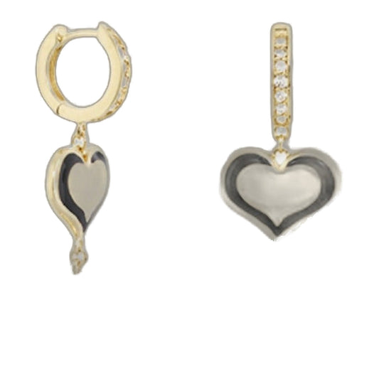 Fantasy Earrings drop by Lauren G Adams, gold-tone hoops with pavé stones and heart charm on Tampa Home & Garden Store