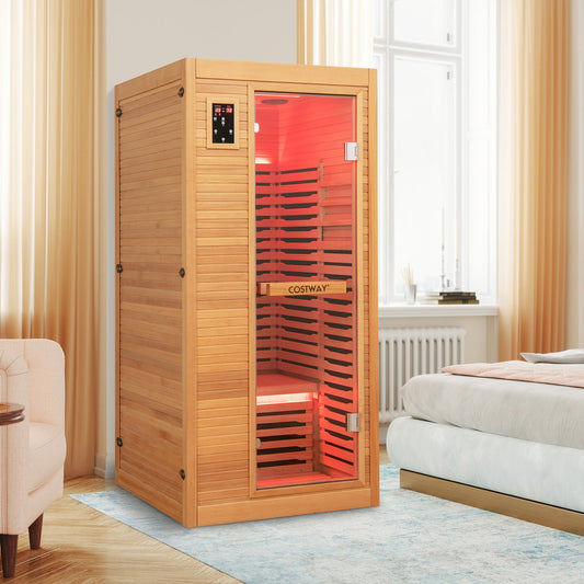 Far Infrared Wooden Sauna Room with Bluetooth Speakers and Oxygen Ionizer for 1-2 person - Tampa Home & Garden Store