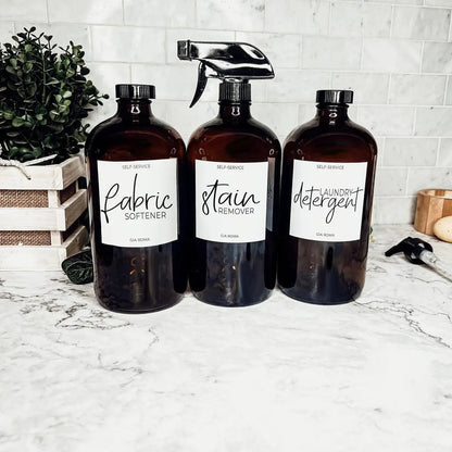 Amber Glass 32oz Reusable Dispenser Bottles