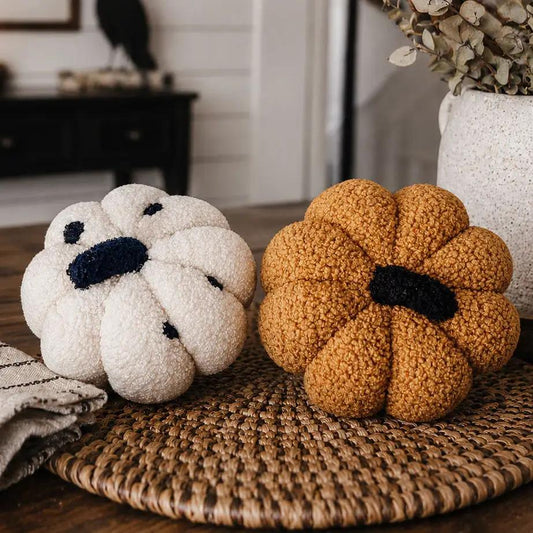 Blair Pumpkin II throw pillows, 2pc pumpkins in white and orange with dark centers, Gia Roma on Tampa Home & Garden Store