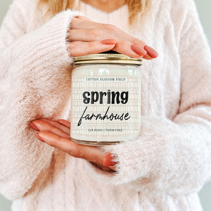 Cotton Blossom Candle by Gia Roma in a clear glass jar with white wax on Tampa Home & Garden Store
