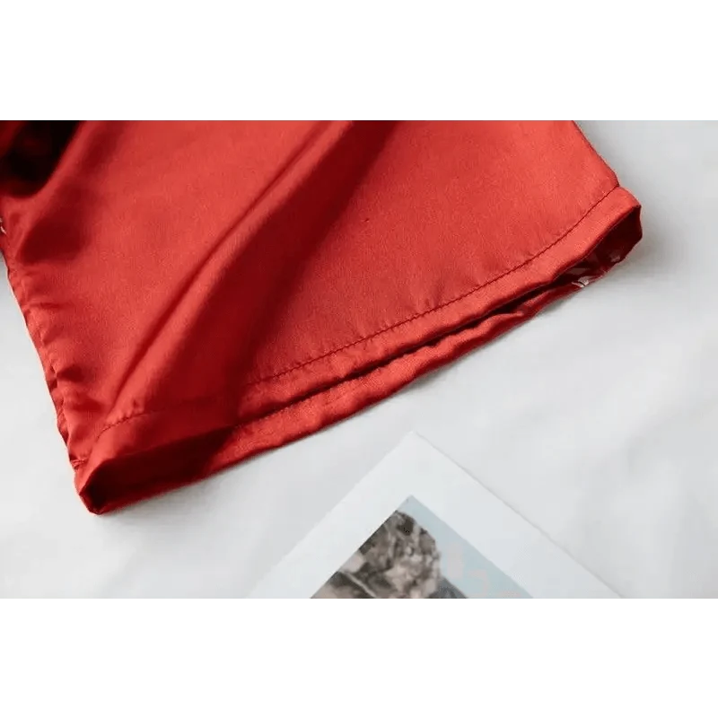 Bathrobe Stevvex red silk-soft sleeve detail for women on Tampa Home & Garden Store