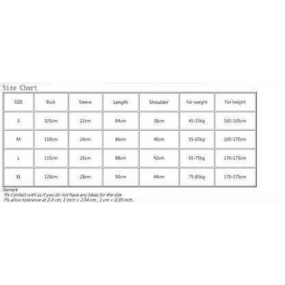 Stevvex robe size chart STIL8576RUHJB showing S-XL bust, sleeve, length, shoulder and weight/height ranges on Tampa Home & Garden Store