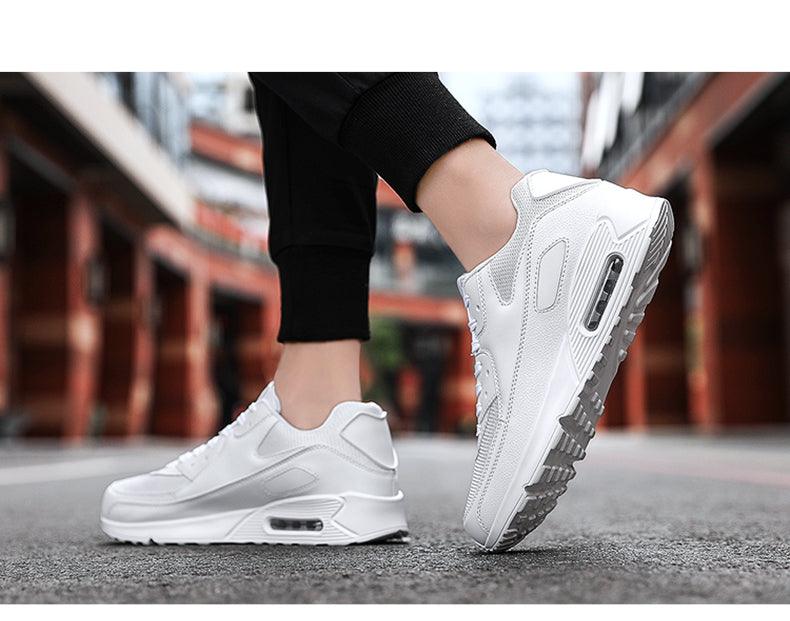 Stevvex white running shoes with visible air sole, unisex athletic sneakers for jogging and gym on Tampa Home & Garden Store