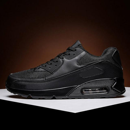 Stevvex black lace-up athletic running shoe with mesh upper and visible air cushioned sole on Tampa Home & Garden Store