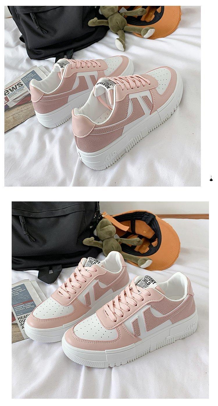 Stevvex women's pink and white fashion sneakers with breathable toe and lace-up detail on Tampa Home & Garden Store
