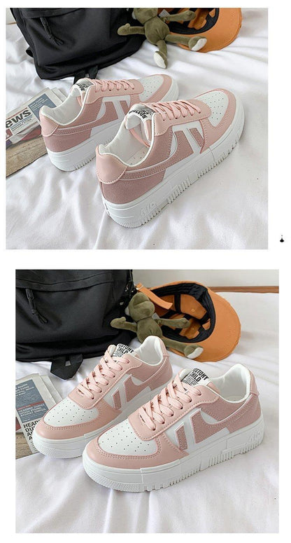 Stevvex women's pink and white fashion sneakers with breathable toe and lace-up detail on Tampa Home & Garden Store