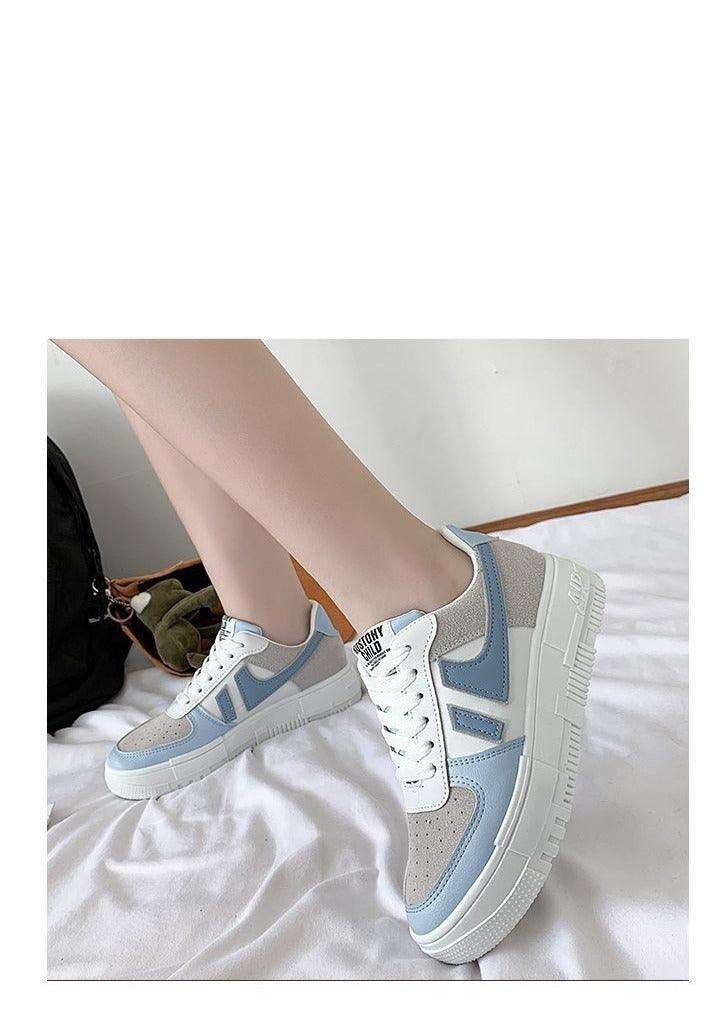 Stevvex women's sneakers pair white and light blue, breathable lace-up casual walking shoes on Tampa Home & Garden Store