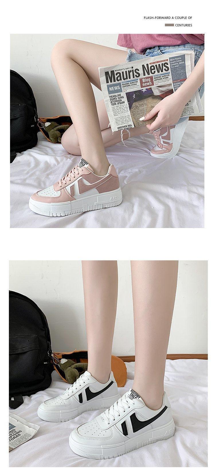 Stevvex pink fashion sneakers, lace-up platform casual walking shoes with white sole on Tampa Home & Garden Store
Stevvex white sneakers, lace-up platform casual walking shoes with black side accents on Tampa Home & Garden Store