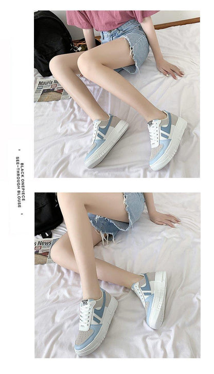 Sneakers Stevvex white blue vulcanized lace-up walking shoes, breathable casual pair on Tampa Home & Garden Store