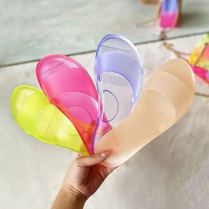Fashion Jelly Women Slippers in candy colors from Stevvex ST81155ANK; translucent slide sandals on Tampa Home & Garden Store