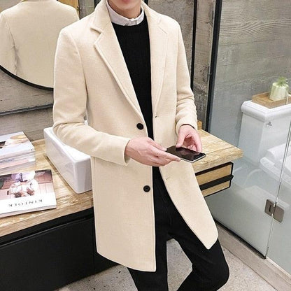 Trench coat by Stevvex, beige long tailored windproof overcoat for men on Tampa Home & Garden Store