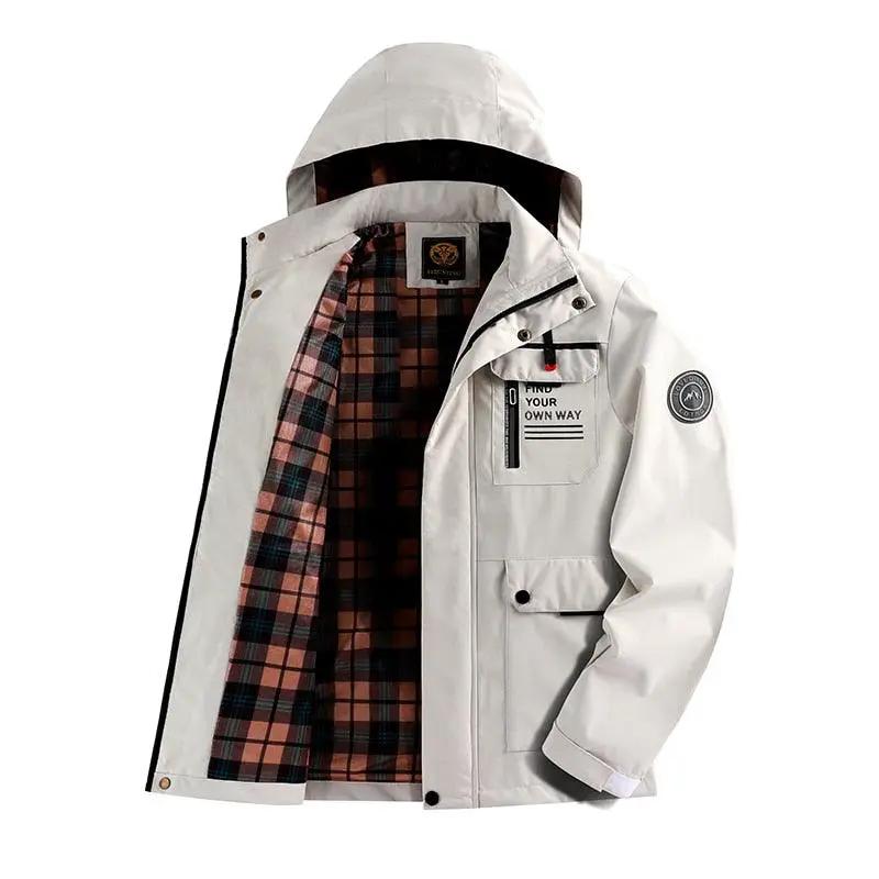 Men Hooded Windbreaker Waterproof Jacket Outdoor