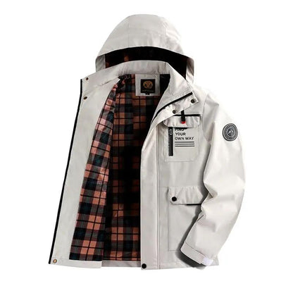 Men Hooded Windbreaker Waterproof Jacket Outdoor