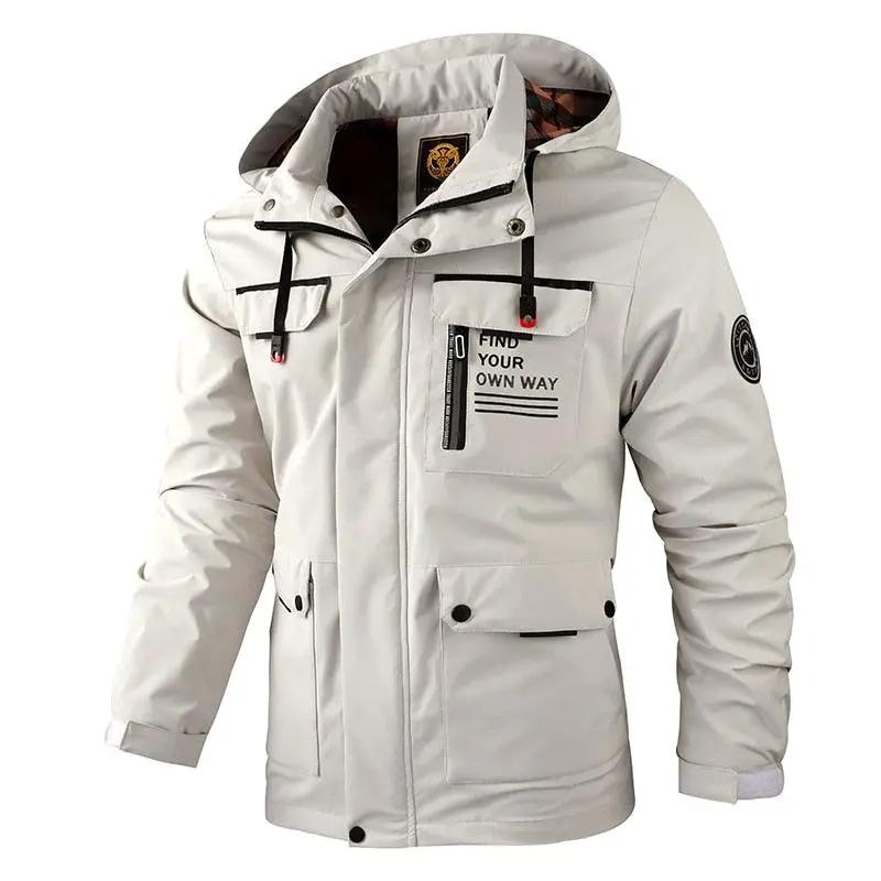 Men Hooded Windbreaker Waterproof Jacket Outdoor