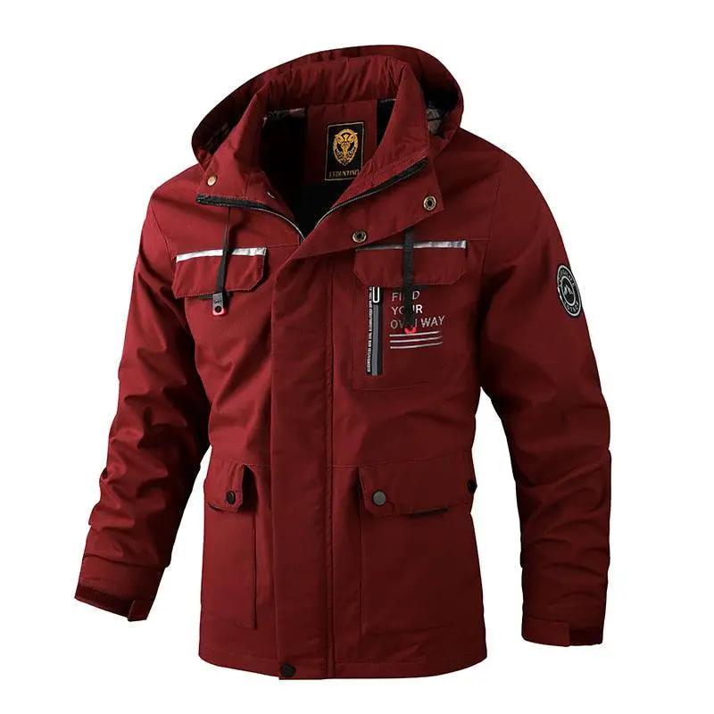 Men Hooded Windbreaker Waterproof Jacket Outdoor