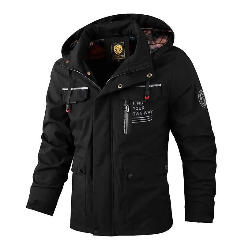 Men Hooded Windbreaker Waterproof Jacket Outdoor