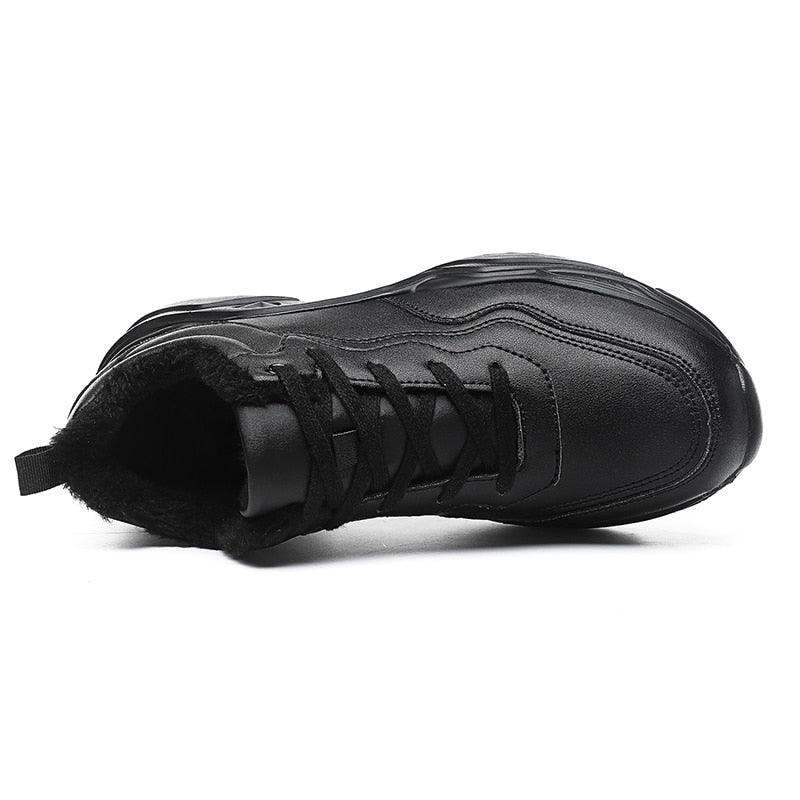 Men's Plush Leather Sneakers and Warm Linings