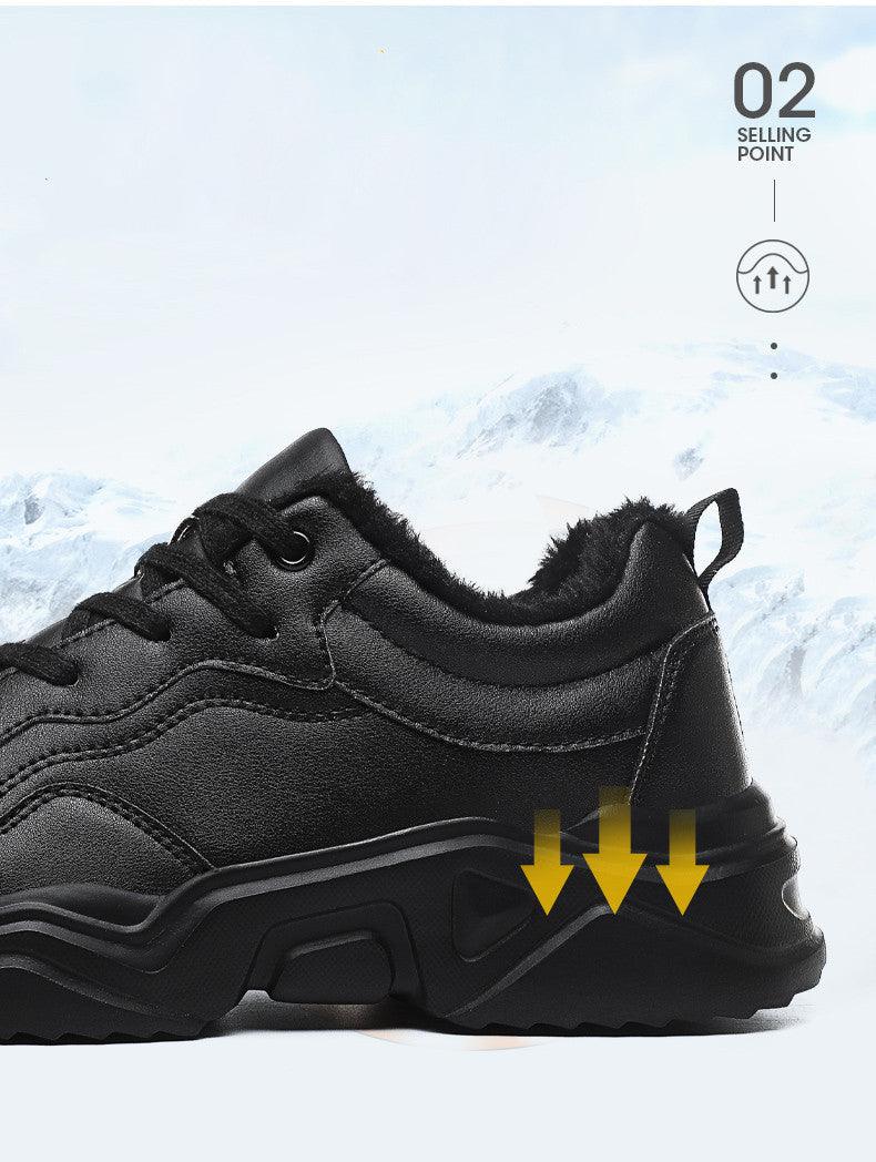 Men's Plush Leather Sneakers and Warm Linings