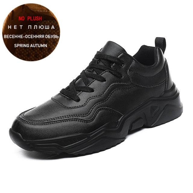 Men's Plush Leather Sneakers and Warm Linings