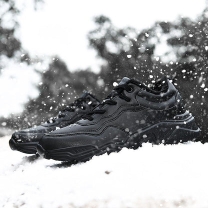 Men's Plush Leather Sneakers and Warm Linings