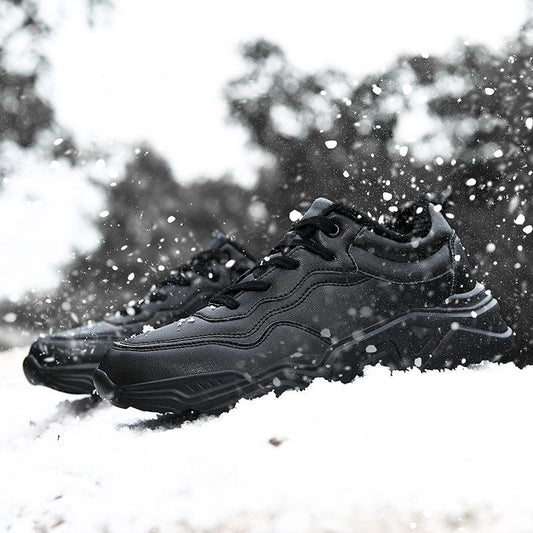 Men's Plush Leather Sneakers and Warm Linings
