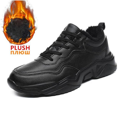 Men's Plush Leather Sneakers and Warm Linings