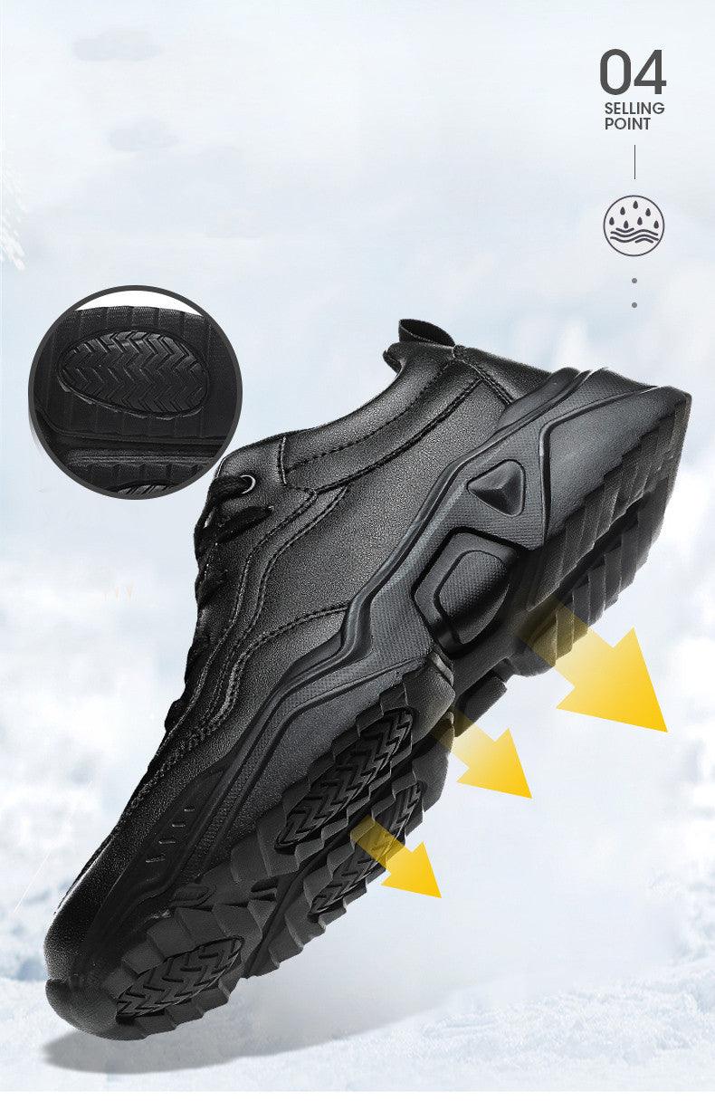 Men's Plush Leather Sneakers and Warm Linings