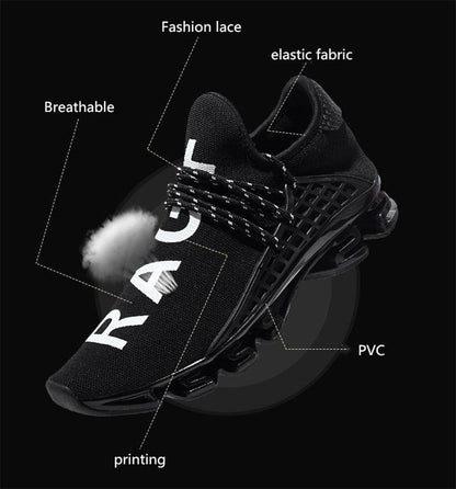 Stevvex men's walking sneakers, black breathable knit upper with white print and cushioned sole on Tampa Home & Garden Store