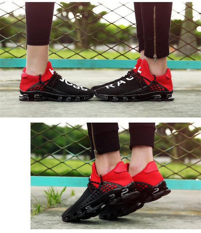 Stevvex athletic shoes men red black mesh walking sneakers with cushioned sole pair on Tampa Home & Garden Store