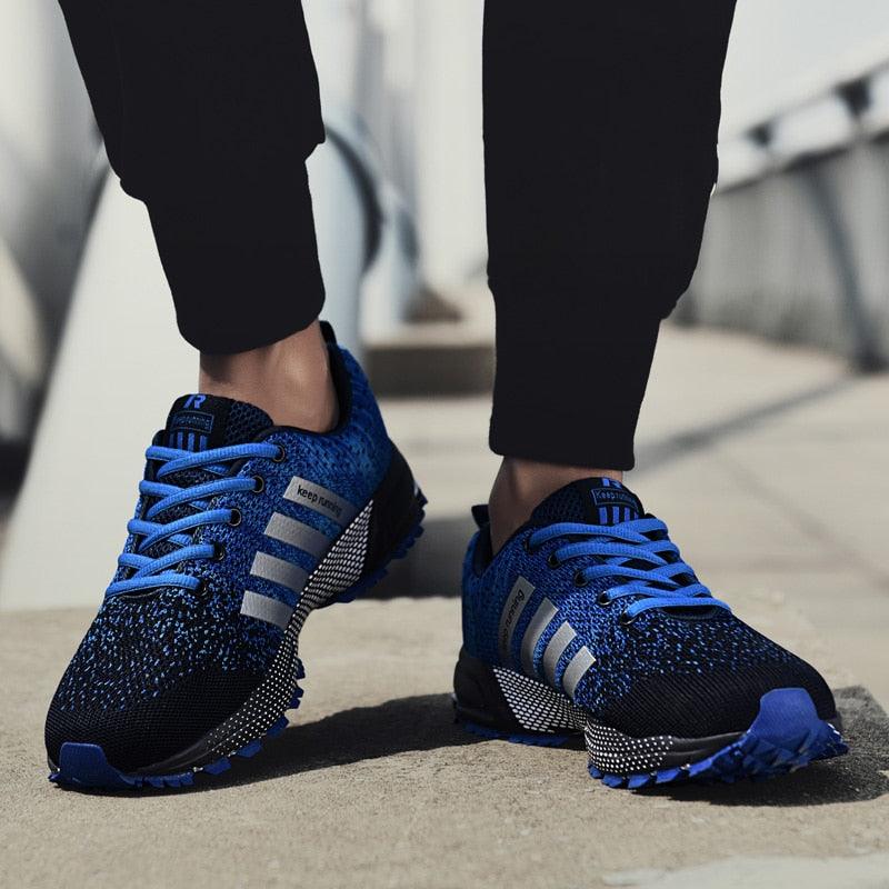 Stevvex athletic sneakers blue and black breathable running shoes for men and women on Tampa Home & Garden Store