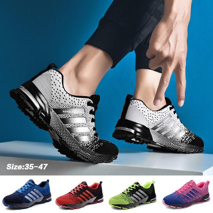 Stevvex athletic sneakers white/black running shoes with silver stripes for men and women 6 colors on Tampa Home & Garden Store