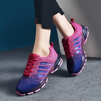 Stevvex athletic sneakers pink purple gradient breathable mesh with cushioned sole on Tampa Home & Garden Store