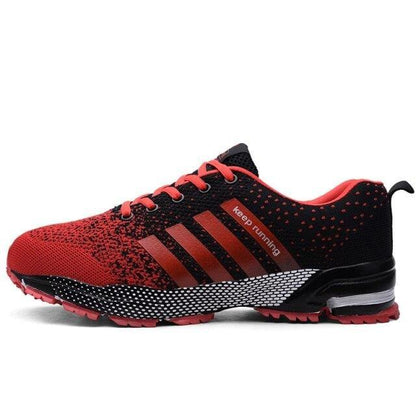 Stevvex ST85SH2457SGH athletic sneakers red/black mesh with striped logo lace-up running shoes on Tampa Home & Garden Store