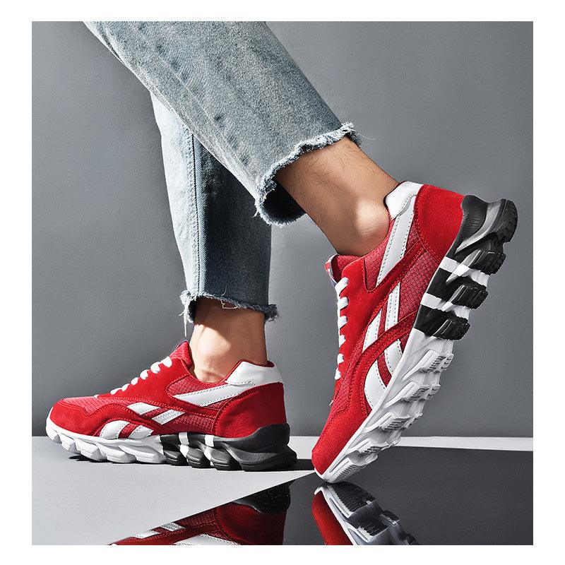 Stevvex men's running sneakers red white lightweight athletic shoes pair on Tampa Home & Garden Store