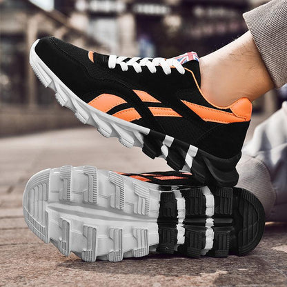 Stevvex men's running shoes black with orange accents lightweight breathable athletic sneakers on Tampa Home & Garden Store