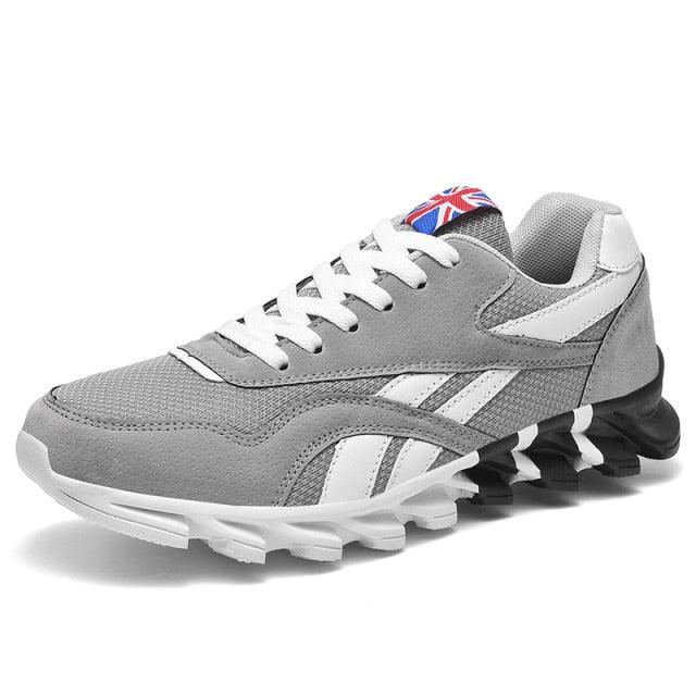 Stevvex pair of men's running shoes grey mesh upper, lightweight breathable athletic sneakers on Tampa Home & Garden Store