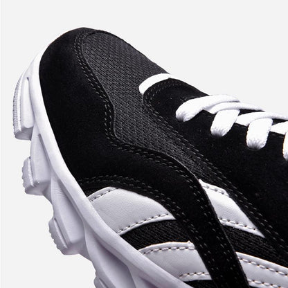 Stevvex men's athletic running shoes black and white with white laces and chunky sole on Tampa Home & Garden Store