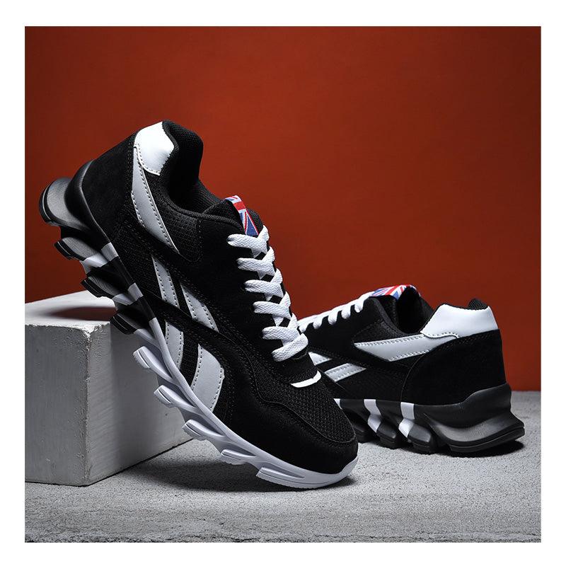 Fashion Mens Running Shoes Stevvex black white accents lightweight breathable athletic sneakers on Tampa Home & Garden Store