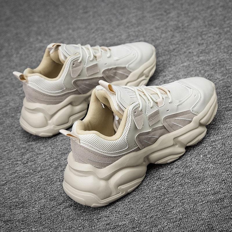 Men's white chunky-sole sneakers with mesh upper for casual wear on Tampa Home & Garden Store